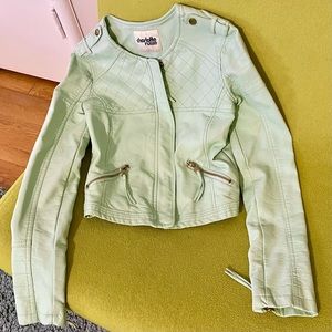 Charlotte Russe faux leather motorcycle jacket in mint size Small NWT